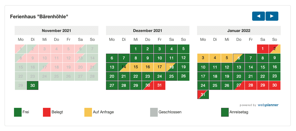 Belegungskalender von Webplanner